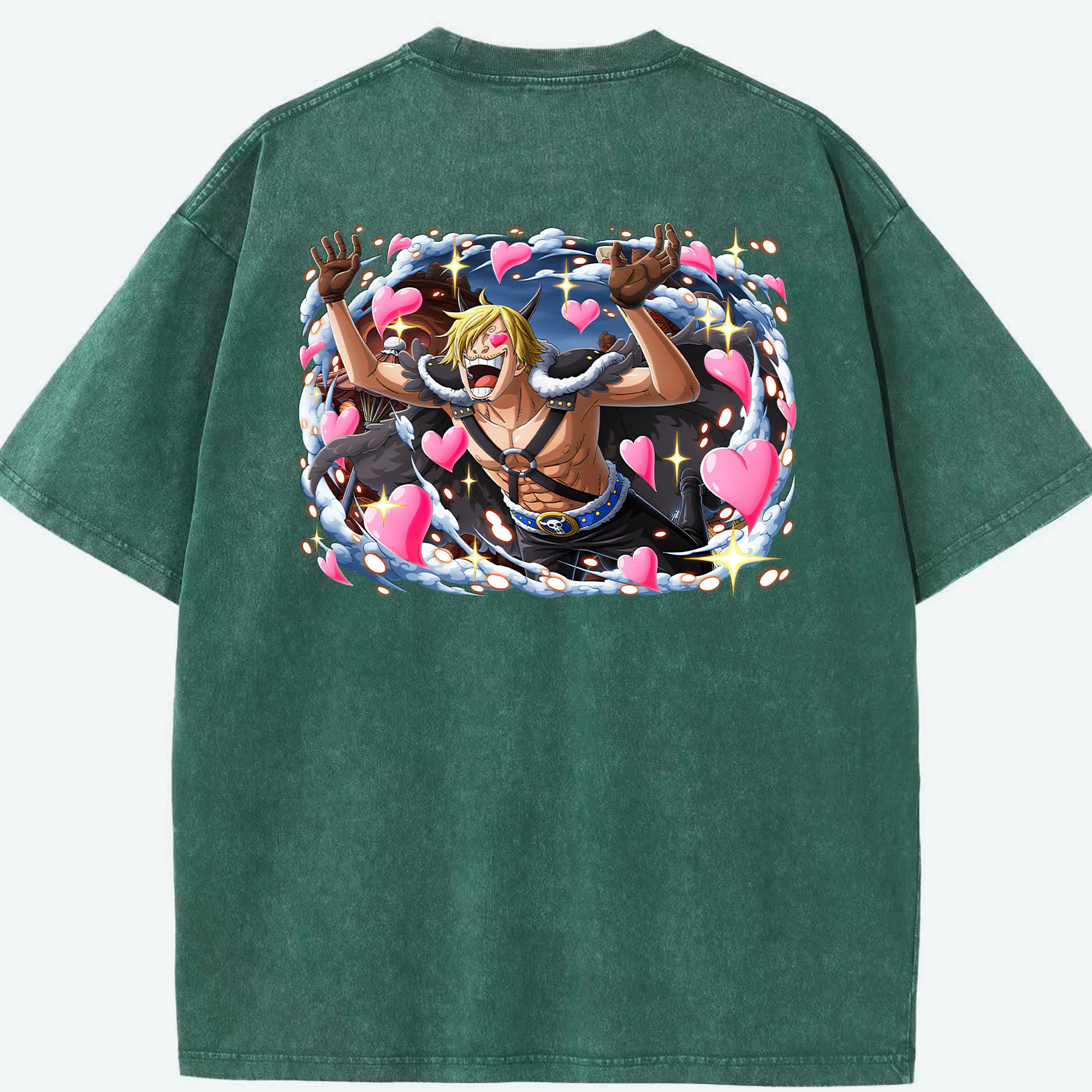 ワンピース サンジ ONE PIECE Sanji 綿100% ヴィンテージ風 半袖Tシャツ（背面プリント）